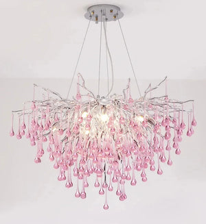 Roze Kristallen Kroonluchter – Luxe LED Plafondlamp voor Slaapkamer & Woonkamer