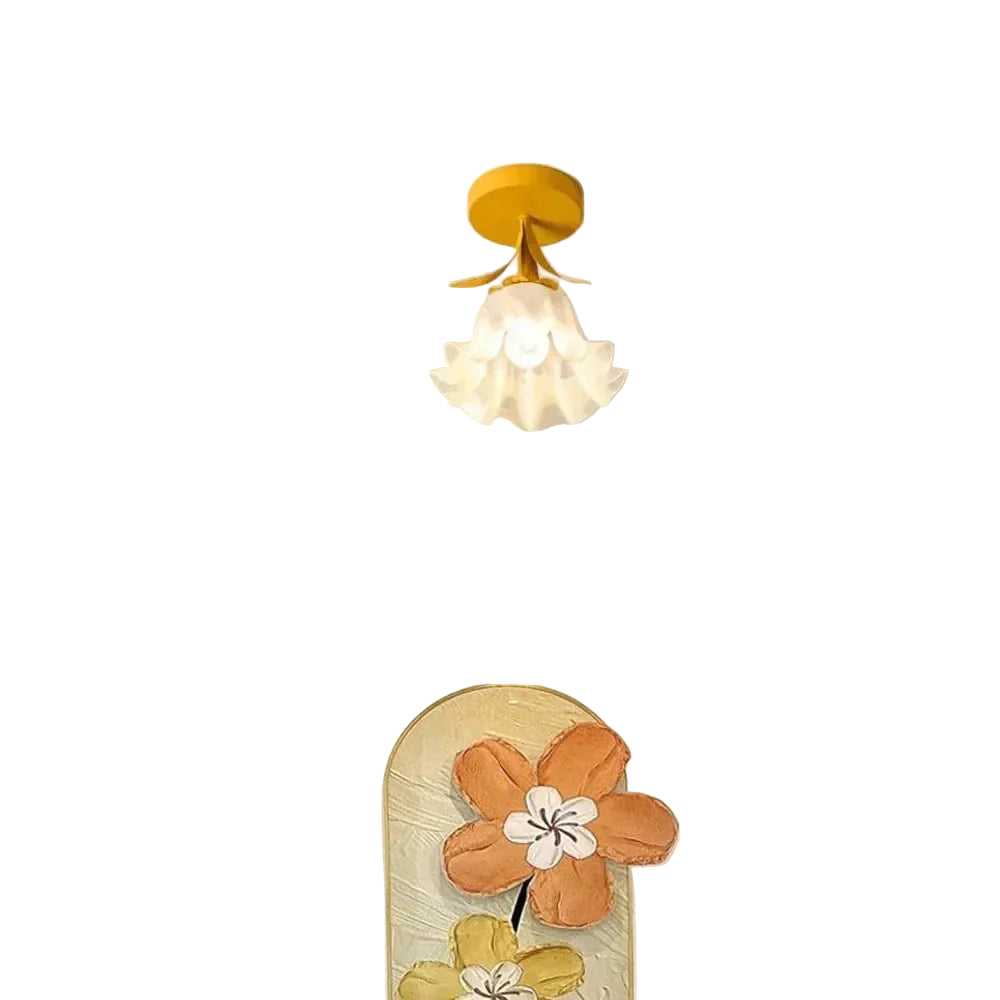 Mini Plafondlamp met Bloemen – Vintage Glas-in-Lood Verlichting voor Kleine Ruimtes