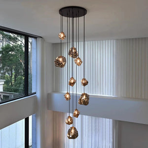 Scandinavische LED Trapkroonluchter – Moderne Hanglamp voor Hoge Plafonds