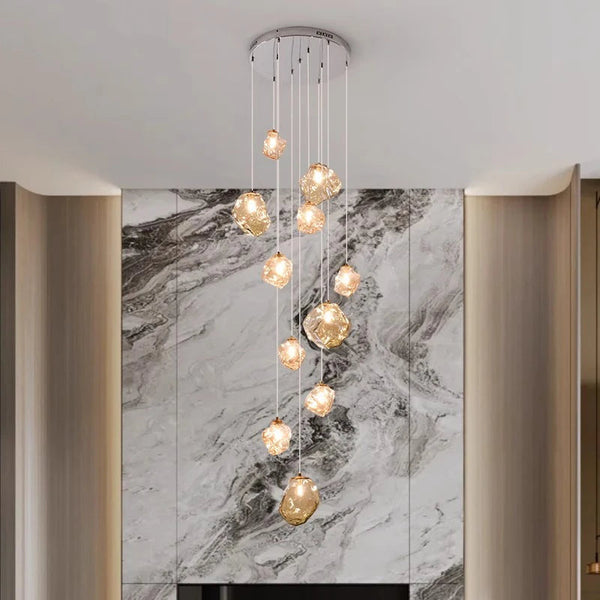Scandinavische LED Trapkroonluchter – Moderne Hanglamp voor Hoge Plafonds