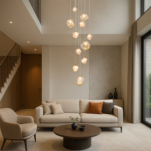 Scandinavische LED Trapkroonluchter – Moderne Hanglamp voor Hoge Plafonds