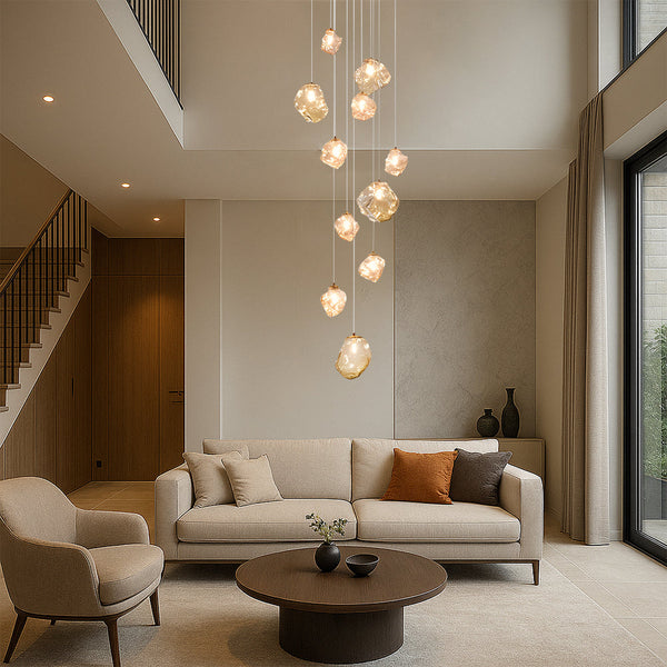 Scandinavische LED Trapkroonluchter – Moderne Hanglamp voor Hoge Plafonds