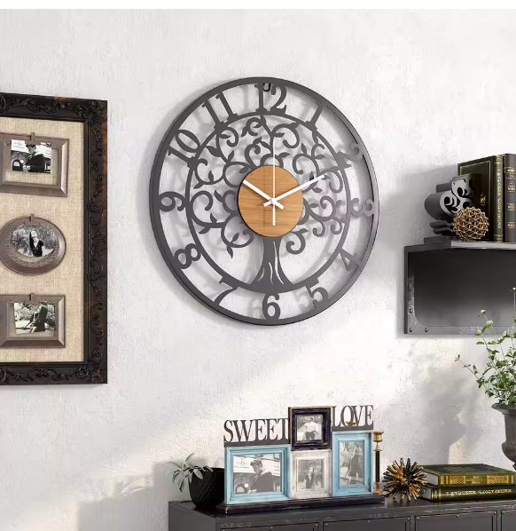 Stilstaande Wanduhr met Geometrisch Patroon – Modern Huisdecor voor Woonkamer & Kantoor