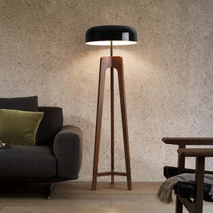 Staande Lamp Armoniele – Moderne Vloerlamp van Hout en Chroom met LED voor Woonkamer