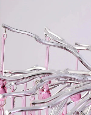 Roze Kristallen Kroonluchter – Luxe LED Plafondlamp voor Slaapkamer & Woonkamer