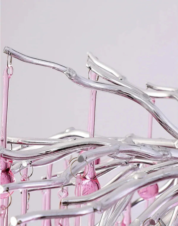 Roze Kristallen Kroonluchter – Luxe LED Plafondlamp voor Slaapkamer & Woonkamer