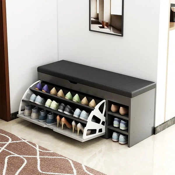 Schoenenkast met Zitbank – Compact Schoenenrek met Opbergruimte voor Hal & Entree