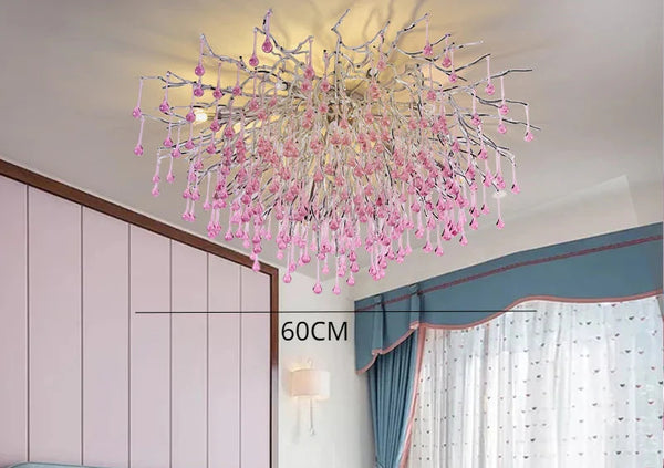 Roze Kristallen Kroonluchter – Luxe LED Plafondlamp voor Slaapkamer & Woonkamer