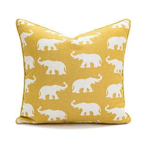 Geometrische Kussenhoes – Geel Zwarte Olifant Print (45×45 cm & 30×50 cm)