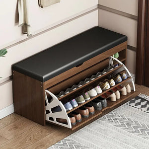 Schoenenkast met Zitbank – Compact Schoenenrek met Opbergruimte voor Hal & Entree