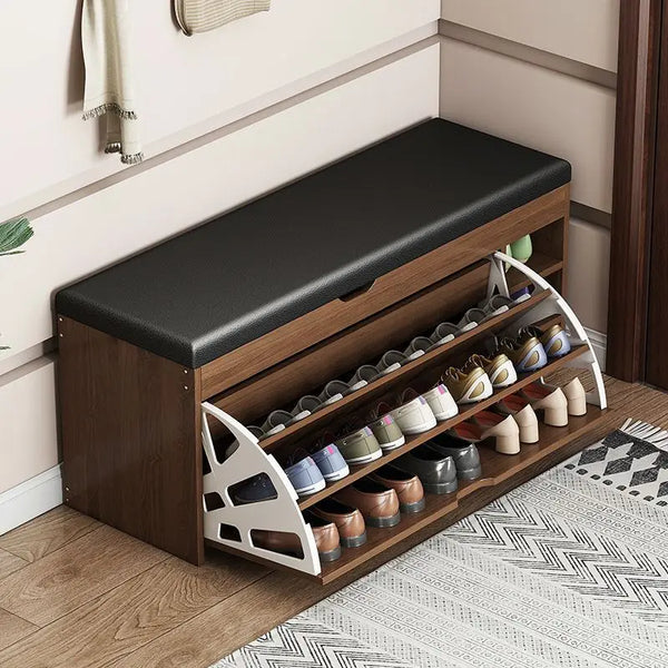 Schoenenkast met Zitbank – Compact Schoenenrek met Opbergruimte voor Hal & Entree