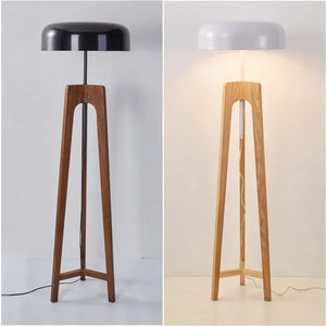 Staande Lamp Armoniele – Moderne Vloerlamp van Hout en Chroom met LED voor Woonkamer