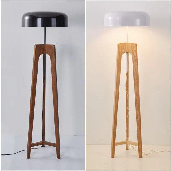 Staande Lamp Armoniele – Moderne Vloerlamp van Hout en Chroom met LED voor Woonkamer