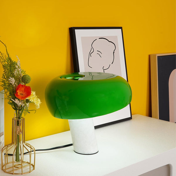 Marmeren Tafellamp met Elegante Stenen Voet – Moderne Woonkamer & Slaapkamer Verlichting