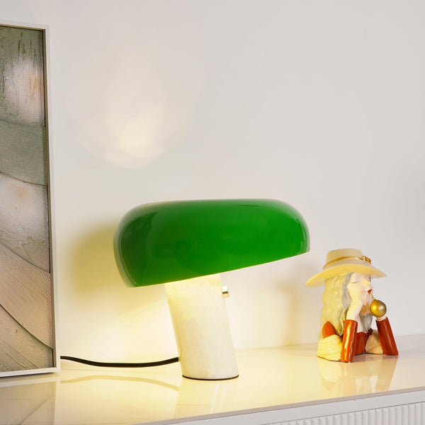 Marmeren Tafellamp met Elegante Stenen Voet – Moderne Woonkamer & Slaapkamer Verlichting