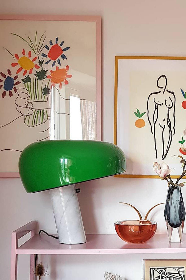 Marmeren Tafellamp met Elegante Stenen Voet – Moderne Woonkamer & Slaapkamer Verlichting