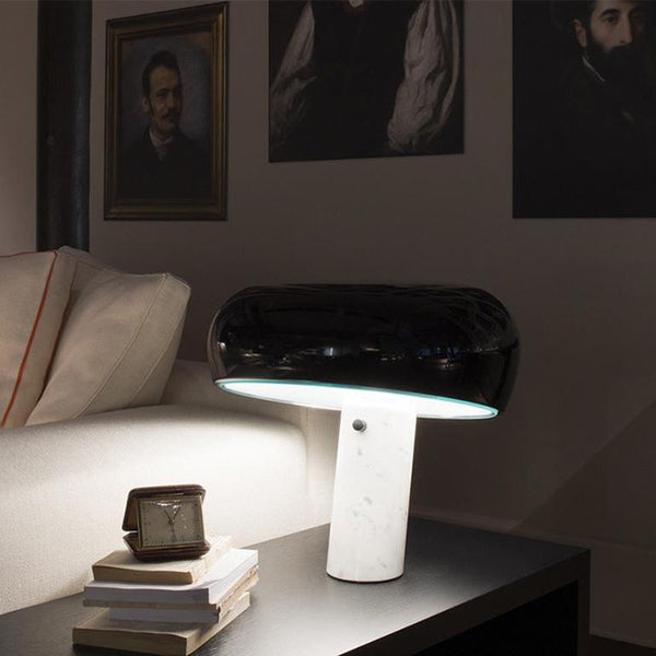 Marmeren Tafellamp met Elegante Stenen Voet – Moderne Woonkamer & Slaapkamer Verlichting