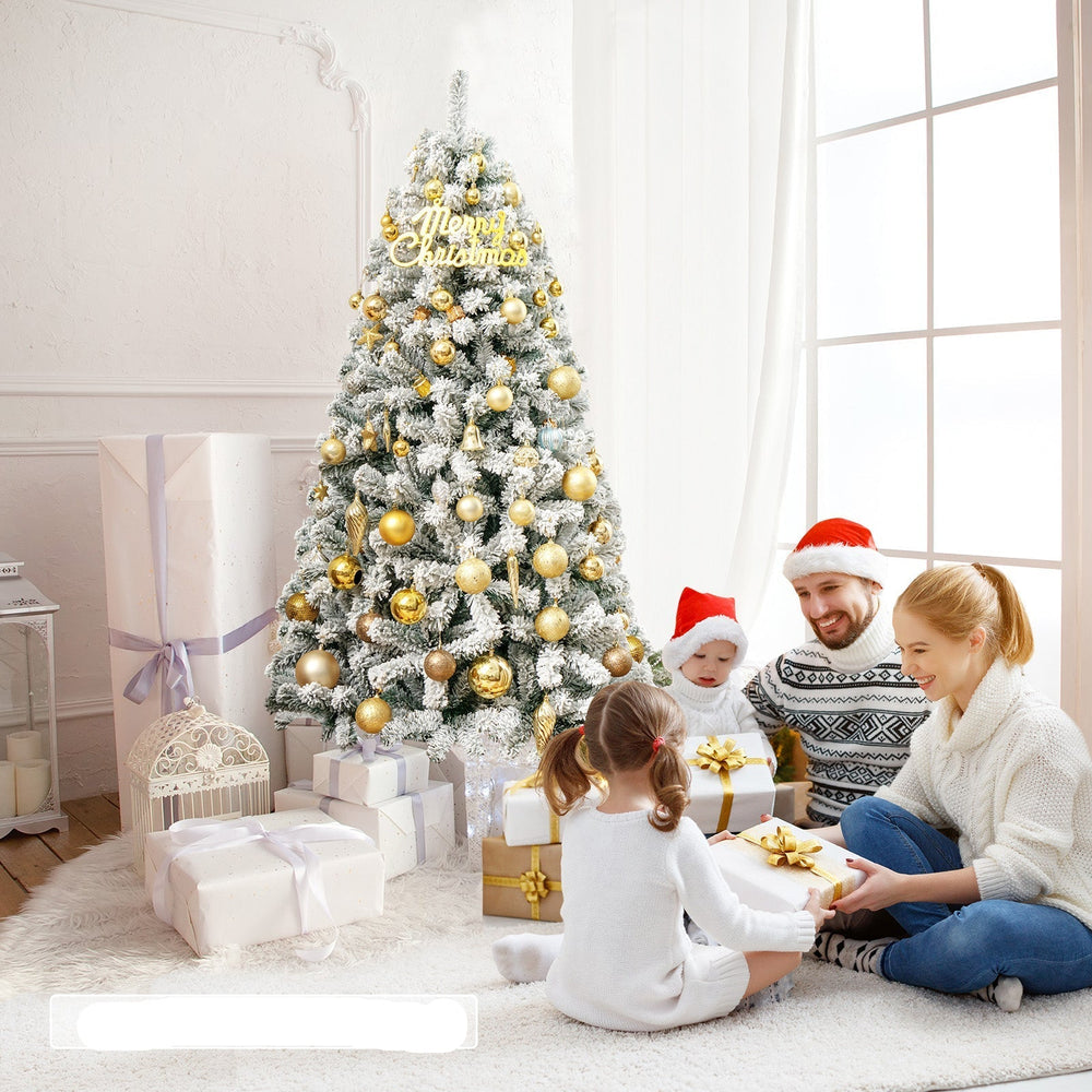 Kunstkerstboom 180 cm – besneeuwde pvc-pvc takken, 600 takken, vuurvertragend