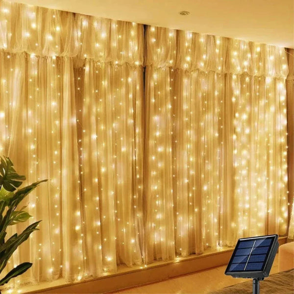 Waterdichte Zonne-energie LED Gordijnverlichting Buiten – 3x2m Sfeervolle Tuinlampen