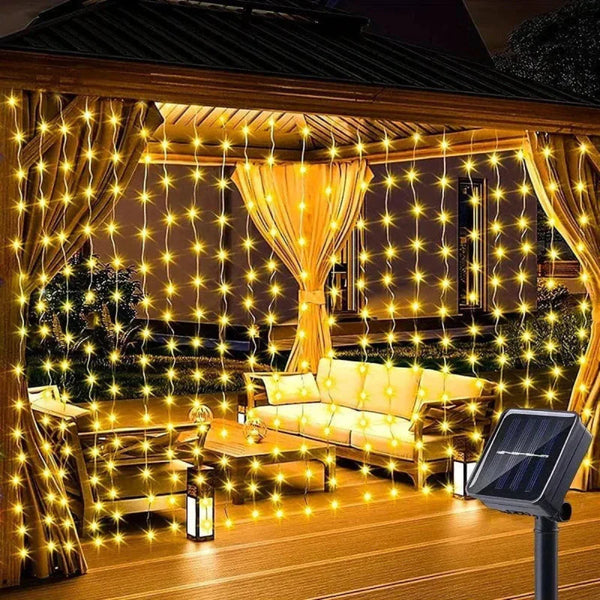Waterdichte Zonne-energie LED Gordijnverlichting Buiten – 3x2m Sfeervolle Tuinlampen