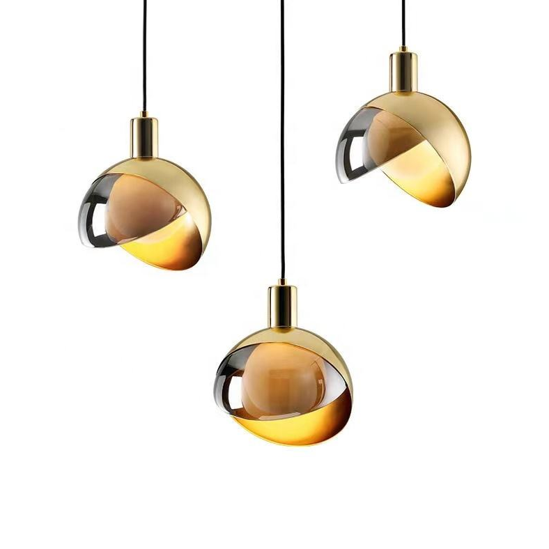 Elegante Gouden Glazen Hanglamp voor Eetkamer – Scandinavisch Design, Verstelbaar & Energiezuinig