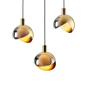 Elegante Gouden Glazen Hanglamp voor Eetkamer – Scandinavisch Design, Verstelbaar & Energiezuinig