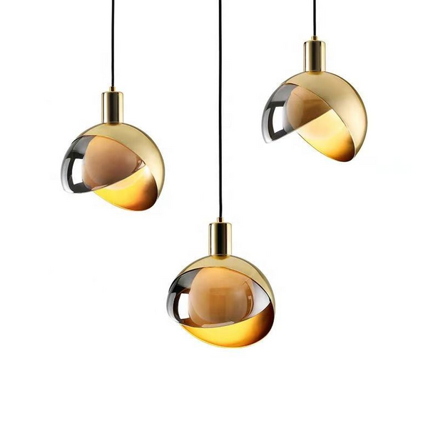 Elegante Gouden Glazen Hanglamp voor Eetkamer – Scandinavisch Design, Verstelbaar & Energiezuinig