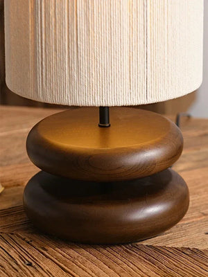 Boho Tafellamp met Organische Keramische Voet en Linnen Kap – Warme Sfeerverlichting