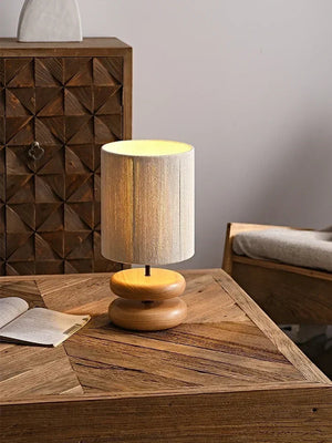 Boho Tafellamp met Organische Keramische Voet en Linnen Kap – Warme Sfeerverlichting