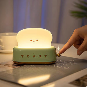 Speelse Retro Broodrooster Tafellamp met LED Licht & Oplaadbare Batterij – Unieke Woondecoratie
