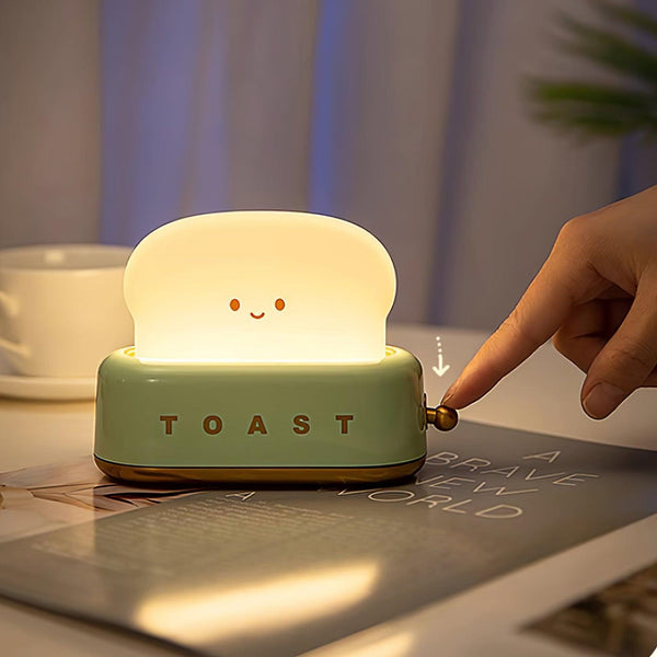Speelse Retro Broodrooster Tafellamp met LED Licht & Oplaadbare Batterij – Unieke Woondecoratie