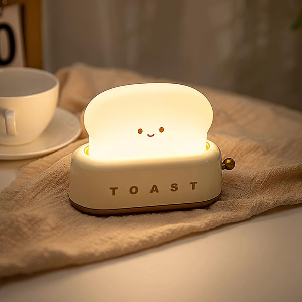 Speelse Retro Broodrooster Tafellamp met LED Licht & Oplaadbare Batterij – Unieke Woondecoratie