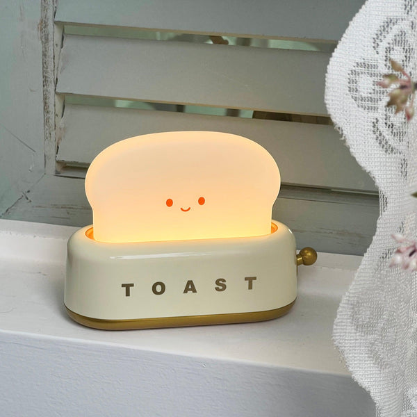 Speelse Retro Broodrooster Tafellamp met LED Licht & Oplaadbare Batterij – Unieke Woondecoratie