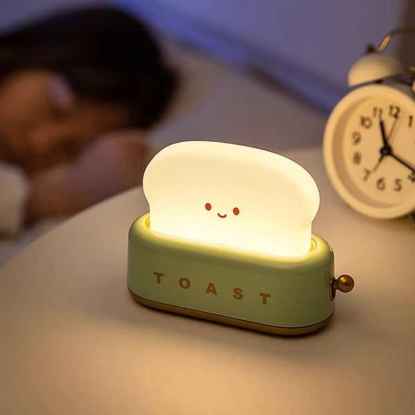 Speelse Retro Broodrooster Tafellamp met LED Licht & Oplaadbare Batterij – Unieke Woondecoratie