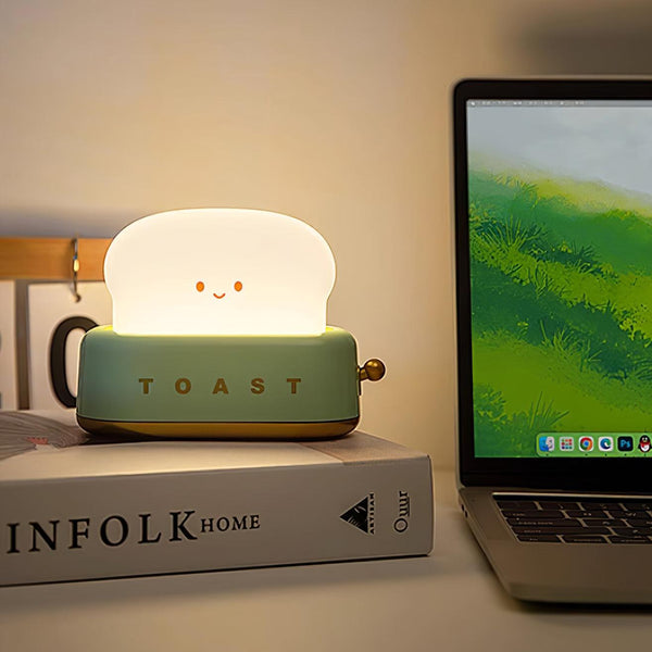 Speelse Retro Broodrooster Tafellamp met LED Licht & Oplaadbare Batterij – Unieke Woondecoratie