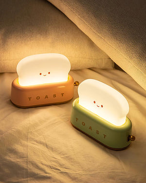 Speelse Retro Broodrooster Tafellamp met LED Licht & Oplaadbare Batterij – Unieke Woondecoratie