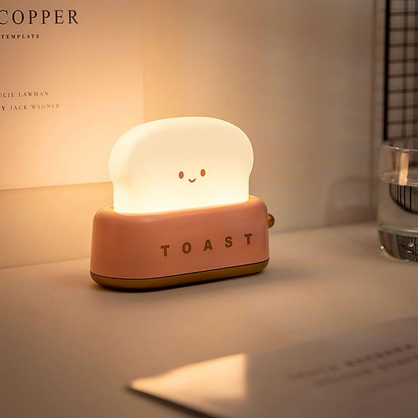 Speelse Retro Broodrooster Tafellamp met LED Licht & Oplaadbare Batterij – Unieke Woondecoratie