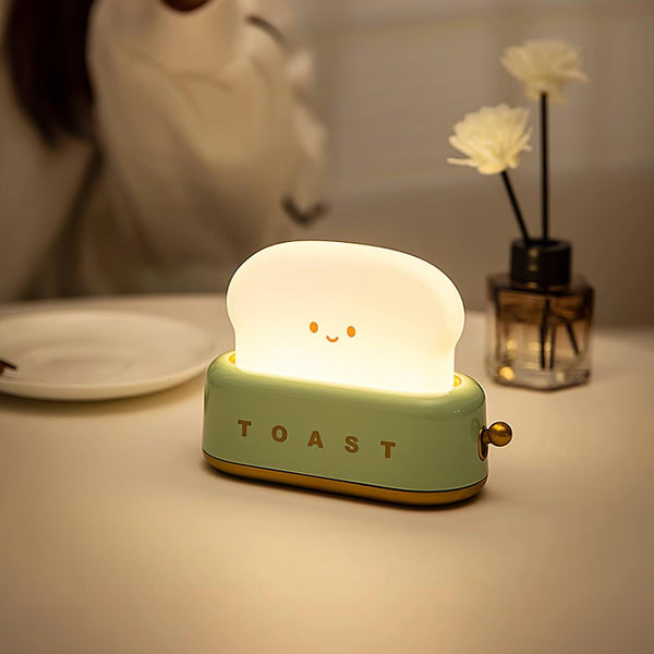 Speelse Retro Broodrooster Tafellamp met LED Licht & Oplaadbare Batterij – Unieke Woondecoratie