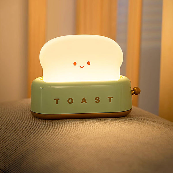 Speelse Retro Broodrooster Tafellamp met LED Licht & Oplaadbare Batterij – Unieke Woondecoratie