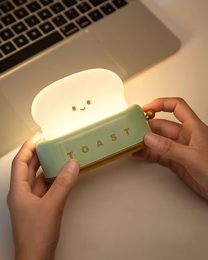 Speelse Retro Broodrooster Tafellamp met LED Licht & Oplaadbare Batterij – Unieke Woondecoratie