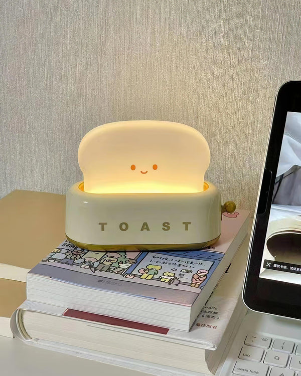 Speelse Retro Broodrooster Tafellamp met LED Licht & Oplaadbare Batterij – Unieke Woondecoratie