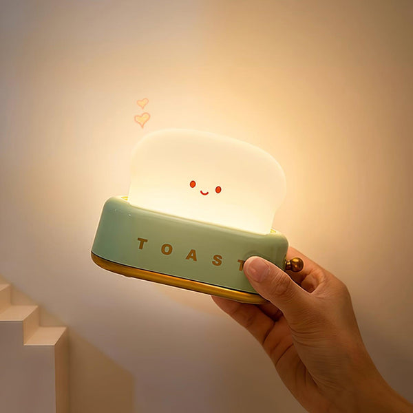 Speelse Retro Broodrooster Tafellamp met LED Licht & Oplaadbare Batterij – Unieke Woondecoratie