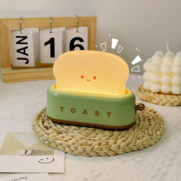 Speelse Retro Broodrooster Tafellamp met LED Licht & Oplaadbare Batterij – Unieke Woondecoratie