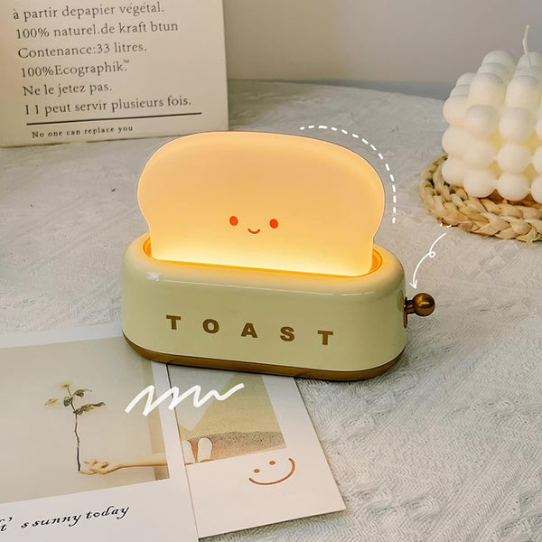 Speelse Retro Broodrooster Tafellamp met LED Licht & Oplaadbare Batterij – Unieke Woondecoratie
