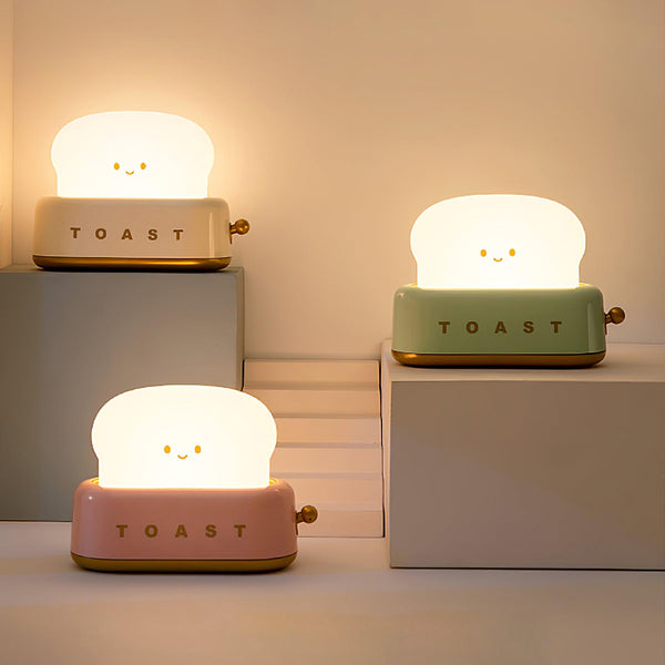Speelse Retro Broodrooster Tafellamp met LED Licht & Oplaadbare Batterij – Unieke Woondecoratie