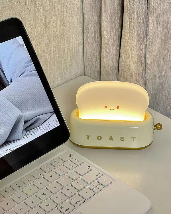Speelse Retro Broodrooster Tafellamp met LED Licht & Oplaadbare Batterij – Unieke Woondecoratie