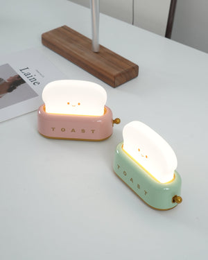 Speelse Retro Broodrooster Tafellamp met LED Licht & Oplaadbare Batterij – Unieke Woondecoratie