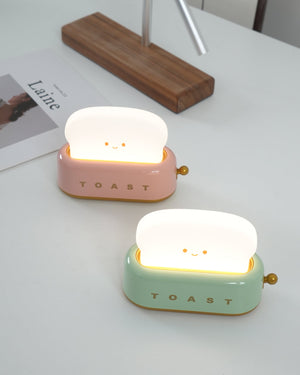 Speelse Retro Broodrooster Tafellamp met LED Licht & Oplaadbare Batterij – Unieke Woondecoratie