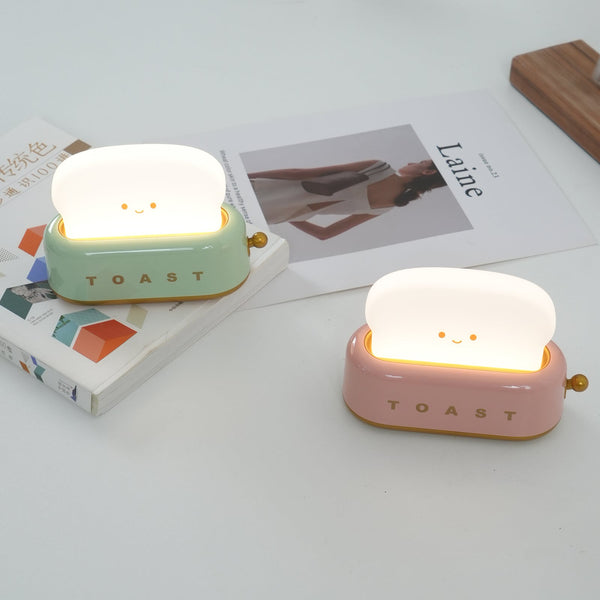 Speelse Retro Broodrooster Tafellamp met LED Licht & Oplaadbare Batterij – Unieke Woondecoratie