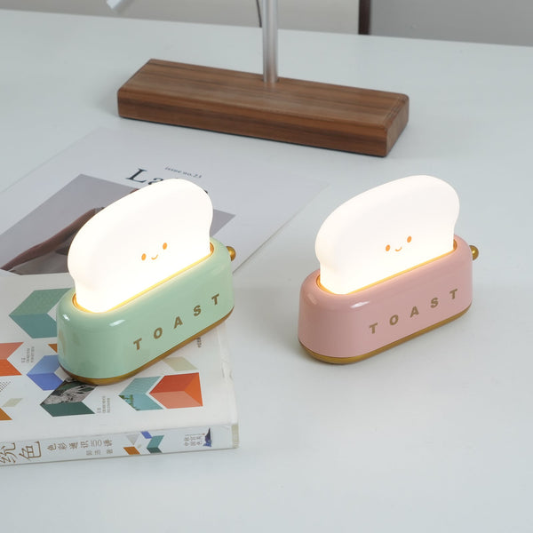 Speelse Retro Broodrooster Tafellamp met LED Licht & Oplaadbare Batterij – Unieke Woondecoratie